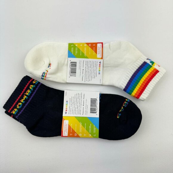 2-Pairs Bombas Bee Proud Quarter Pride Rainbow Socks - Picture 2 of 4